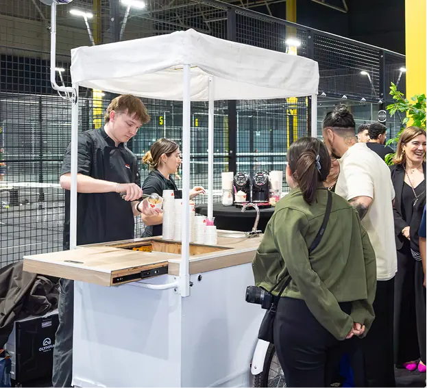 Birthday catering stand at The District